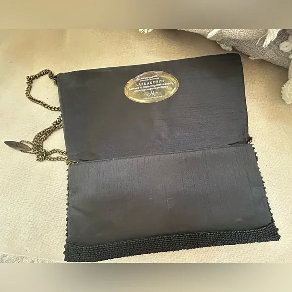 Mary Frances Beaded Wine Glass & Bottle Clutch / Crossbody Purse - Black - Picture 4 of 8